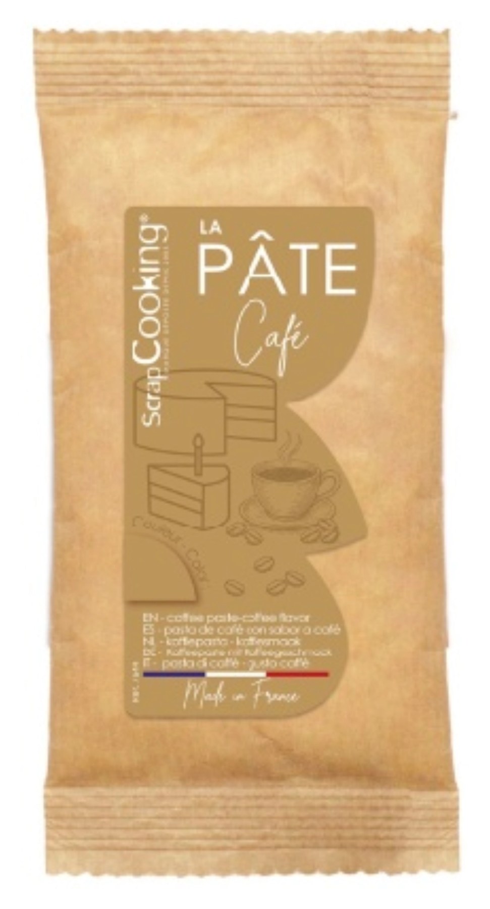 Packung Kaffeemasse für Kuvertüre, 400g, braune Verpackung von Scrap Cooking, Masse 16x10x4 cm, Zutat zum Backen.
