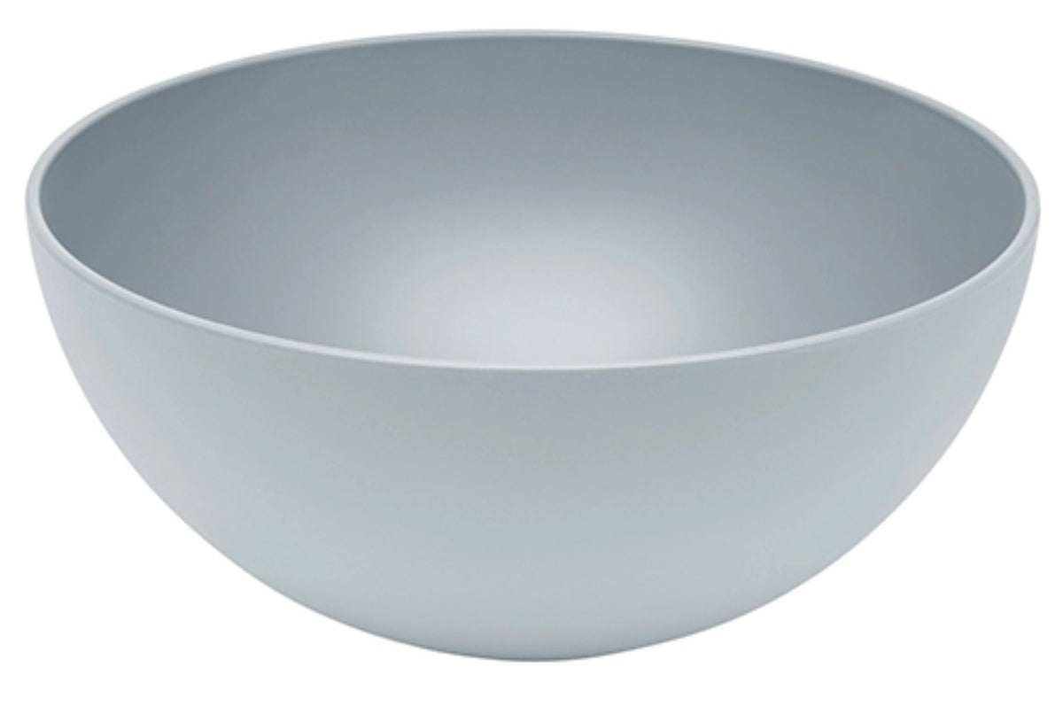 Runde Schüssel aus Biopolymer in Silber, Durchmesser 26cm, Höhe 11cm, glatte Oberfläche, hergestellt von MAGU aus nachwachsenden Rohstoffen.