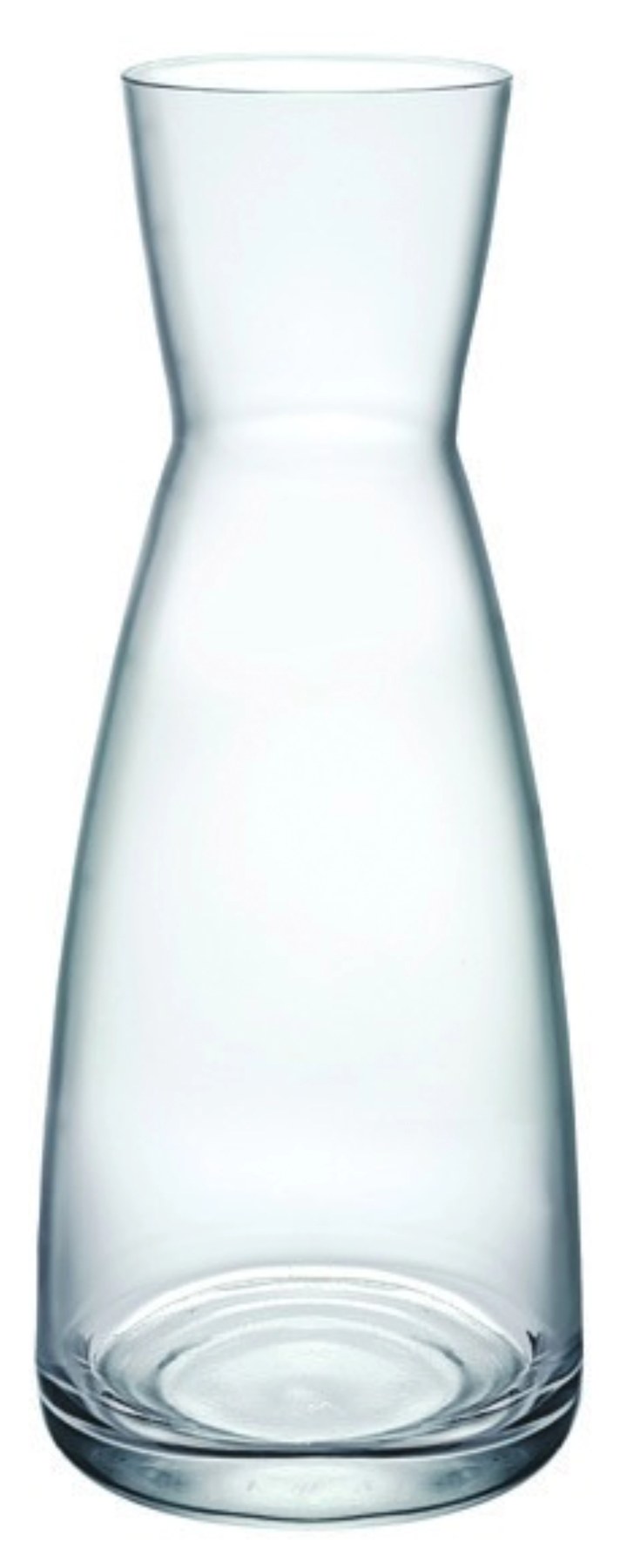 Transparente Glaskaraffe Ypsilon 1 Liter von Bormioli Rocco mit weiter Öffnung, schlichte zylindrische Form, klares Glas.