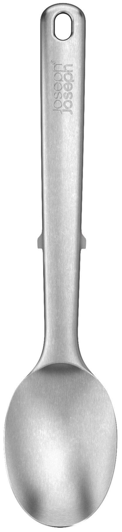 5-teiliges Utensilienhalter-Set aus Edelstahl in Silber: Kochlöffel, Schlitzwender, Spaghettizange, Schöpfkelle, Grillzange auf drehbarem Karussell.