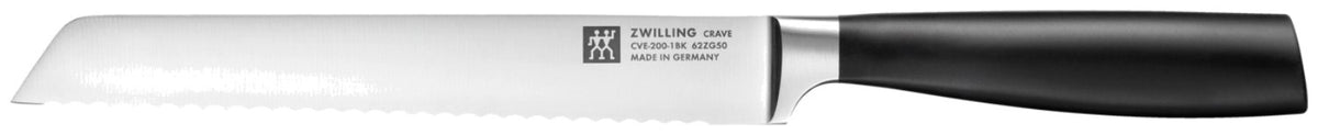Zwilling Crave Brotmesser 20cm mit gewelltem Klingenschliff, ergonomischem Griff und ausbalanciertem Kropf, mehrfarbige Ausführung.