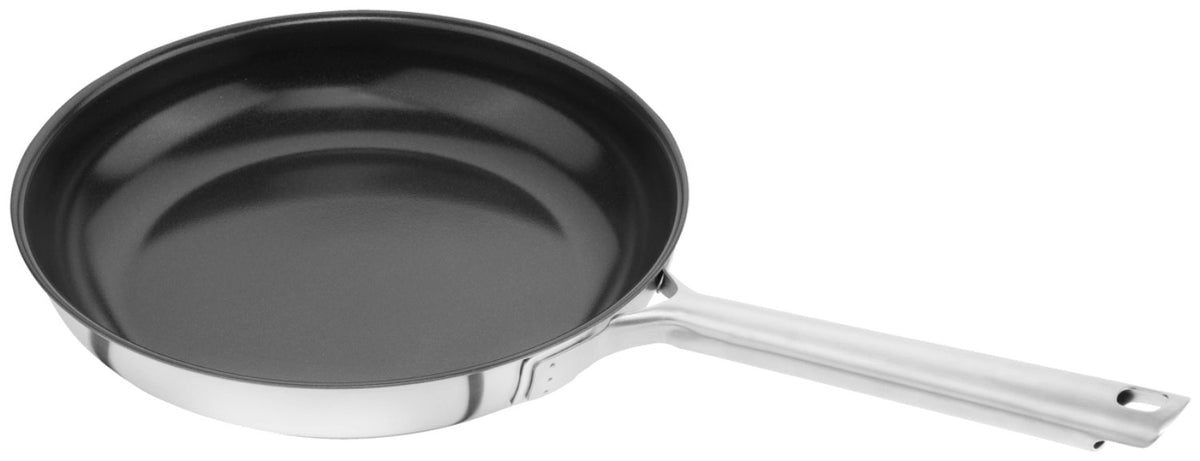 Bratpfanne von Zwilling aus der Serie True Flow, 24 cm Durchmesser, rostfreier Edelstahl mit keramischer Antihaftbeschichtung und Griff.