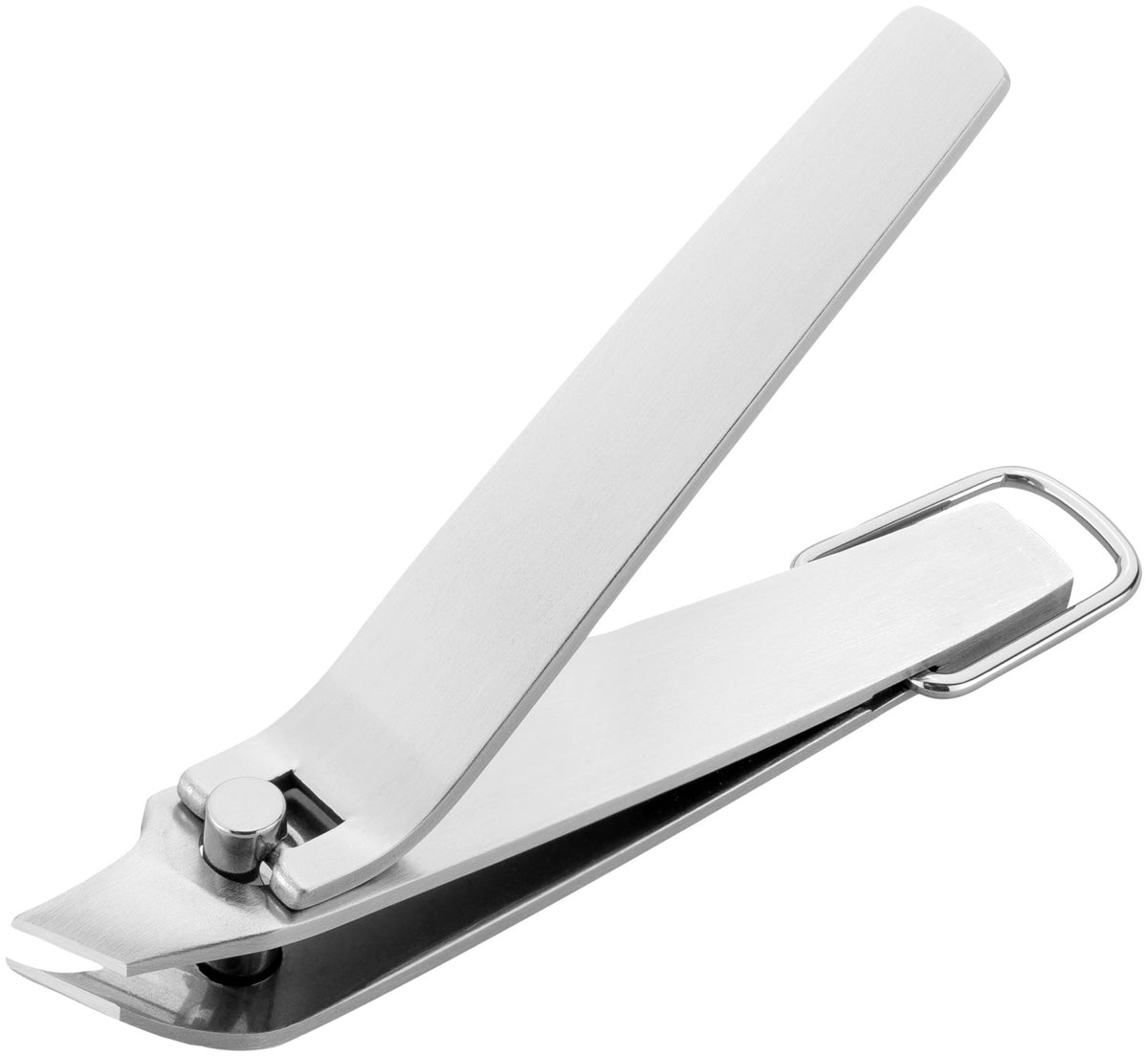 Silberner Nagelknipser abgewinkelt von Zwilling Beauty mit abgewinkelter Schneide und Hebelmechanik für Finger- und Fussnägel.