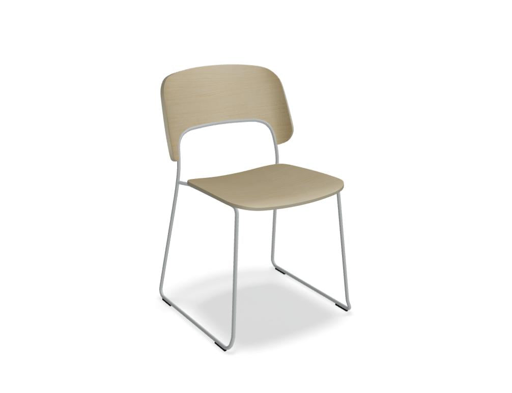 Afi AF04 Stuhl von Mdd mit grauem Sitz, Holzbeinen und Armlehnen, moderner Designstuhl für Büro und Wohnbereich