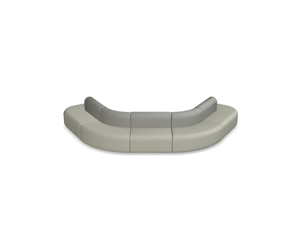 Modulares Sofa Artiko von Mdd in Hellgrau mit gepolsterter Sitz- und Rückenfläche, Metallgestell und abgerundeten Formen.