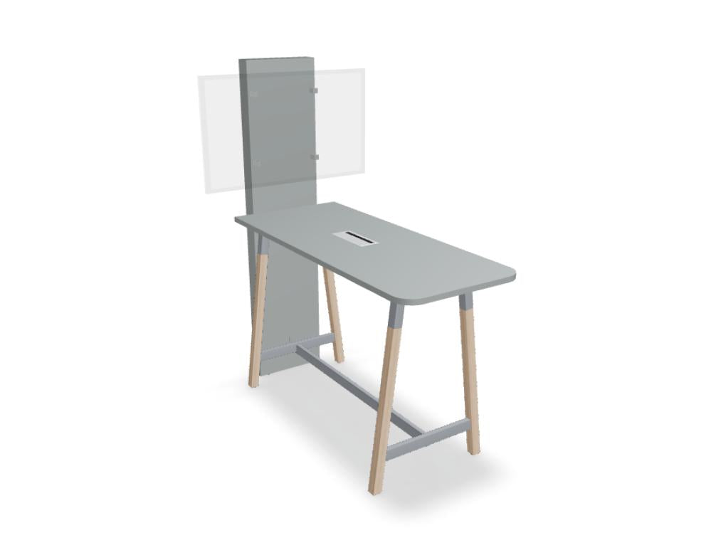 Bild des Ogi W MSW01 Multimedia-Station-Konferenztisches von Mdd: moderner, integrierter Mediapunkt mit Cable-Management, Holzoptik, großzügige Arbeitsfläche und offene Kabelführung
