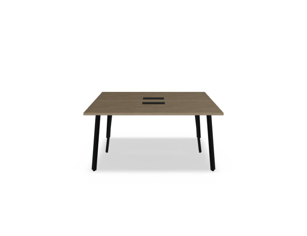 Ogi A Bench BAG0216: Moderner, eleganter Doppelschreibtisch aus der MDD-Kollektion, mit klaren Linien, Holzoptik und strukturierter Arbeitsfläche.