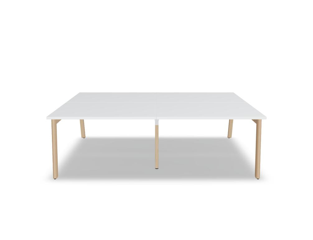 Ogi B Bench BOB320E2 Doppelschreibtisch von Mdd mit zwei Arbeitsplätzen, weißen Platten und modernem Metallgestell