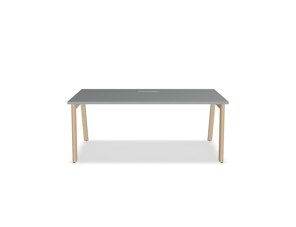 Mdd Ogi B BOB050 Schreibtisch mit heller Holzplatte und schwarzen Metallbeinen, moderner Bürotisch in schlichter Optik