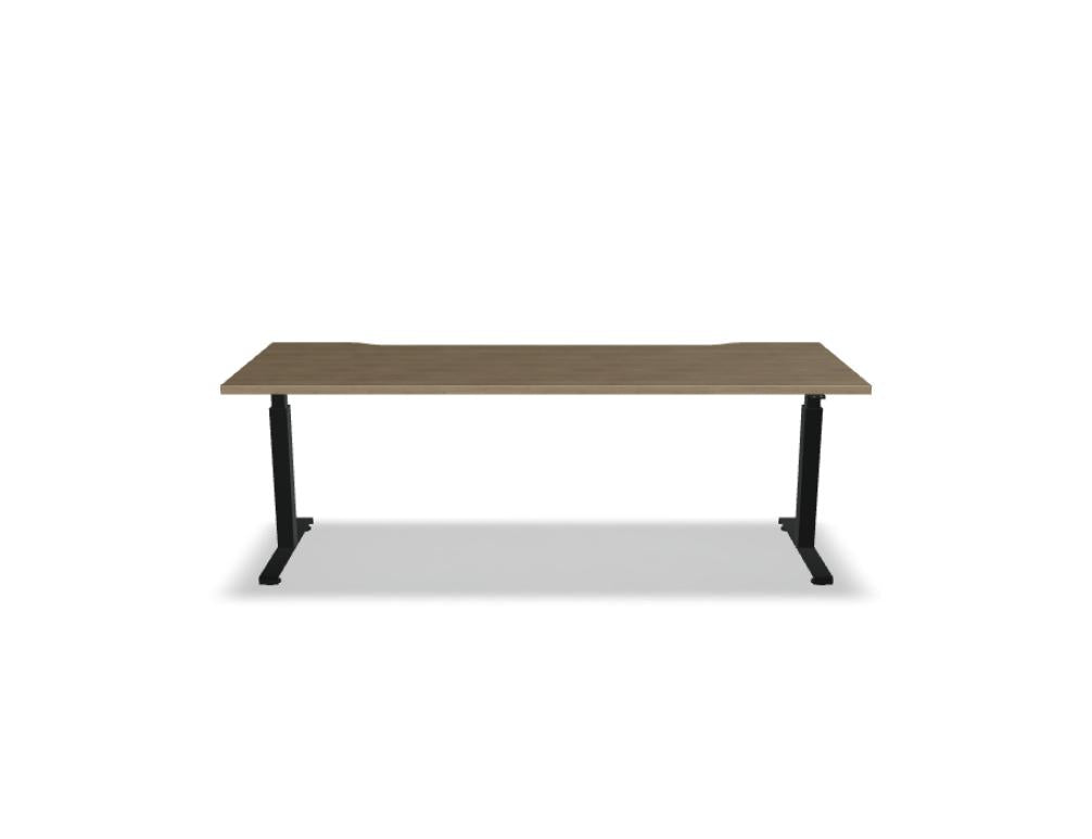 Hochwertiger, elektrisch höhenverstellbarer Schreibtisch Ogi Drive BOD607 von Mdd mit zweimotorigem Gestell, modernes Bürodesign und Aluminium-Top