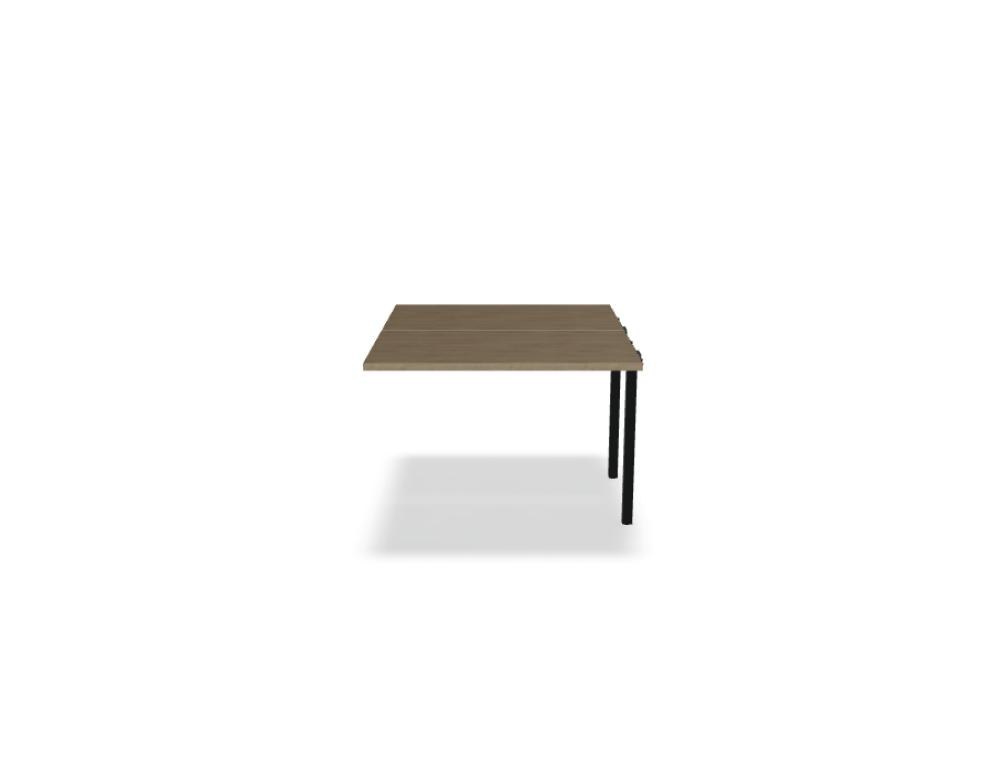 Doppelschreibtisch Ogi M Bench von Mdd mit Melamin-Tischplatte in Honigeiche und schwarzem Metallgestell, für zwei Arbeitsplätze.