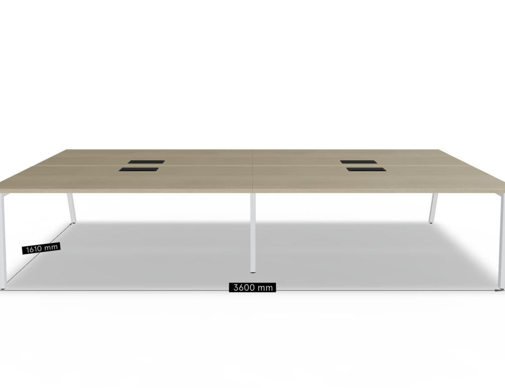 Ogi M Bench BOM35E2 Doppelschreibtisch von Mdd mit zwei Arbeitsplätzen, hellen Tischplatten und stabilem Gestell fürs Büro