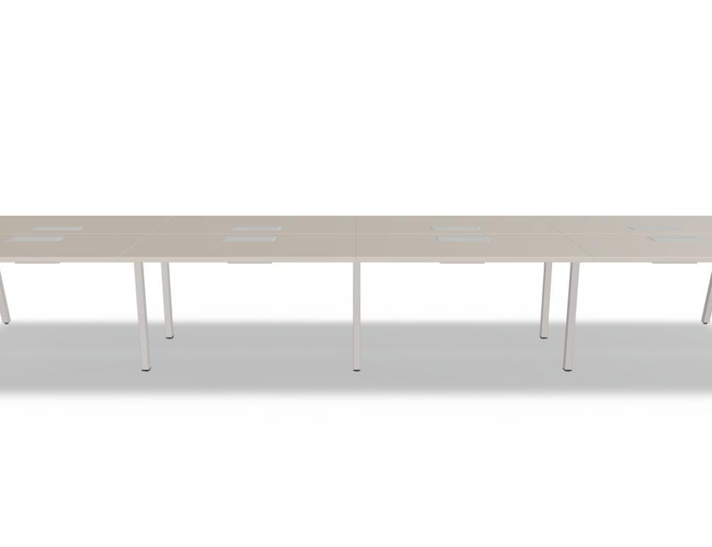 Doppelschreibtisch Ogi M Bench von Mdd mit Melamin-Tischplatte in Honigeiche und schwarzem Metallgestell, für zwei Arbeitsplätze.
