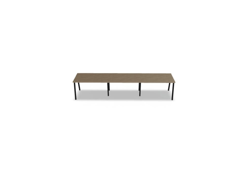 Mdd Ogi M BOM02E3 Schreibtisch mit Holzplatte und weißen Metallbeinen, modernes Büromöbel in schlichter Frontansicht