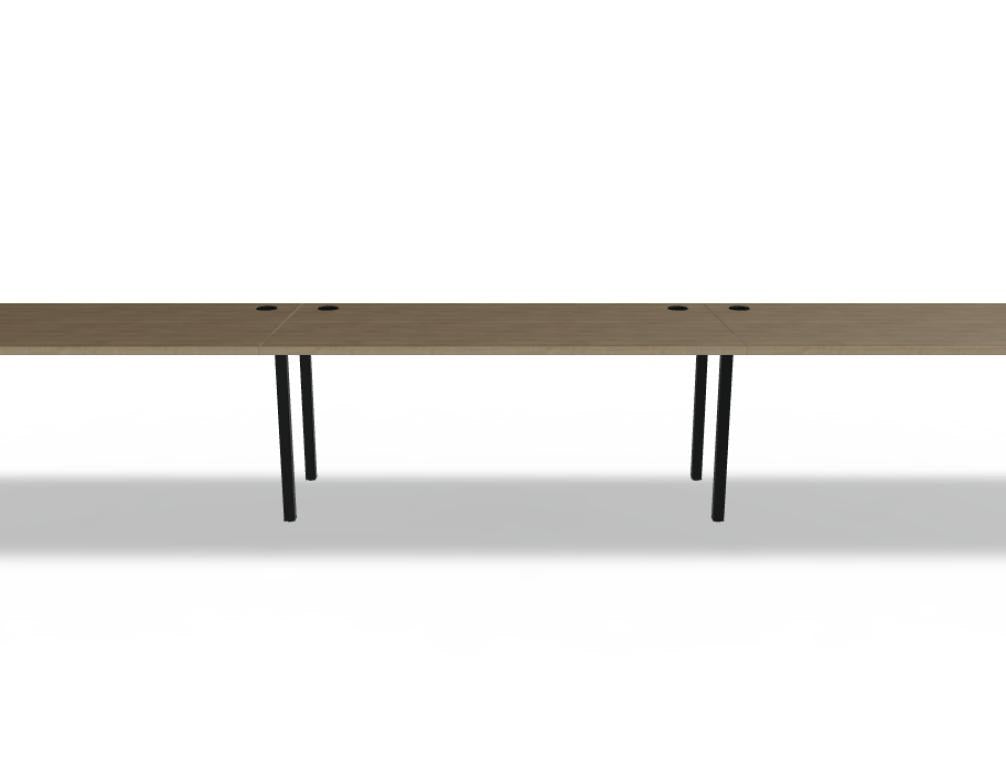 Schreibtisch Ogi M von Mdd mit Tischplatte in Honigeiche und schwarzem Metallgestell im 40x40 mm Profil, schräge Beine.