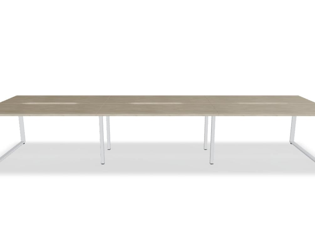 Ogi Q Bench BOQ54E3 Doppelschreibtisch von Mdd mit weißer Tischplatte, stabilem Metallgestell und moderner Bürooptik