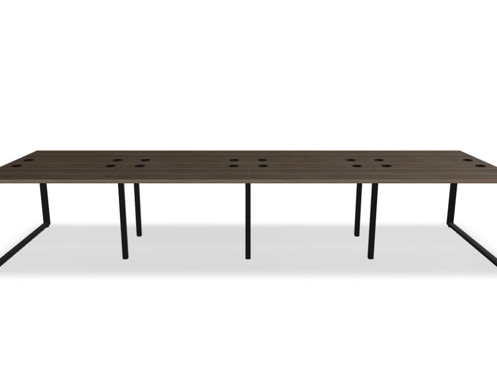 Ogi Q Bench BOQ50E4 Doppelschreibtisch von Mdd mit klarer Linienführung, vier Arbeitsplätzen und moderner Bürooptik.