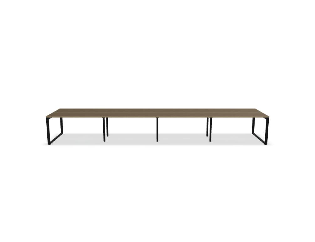 Ogi Q Bench BOQ54E4 Doppelschreibtisch von Mdd mit weißen Platten und grünen Akustikpaneelen im modernen Büro