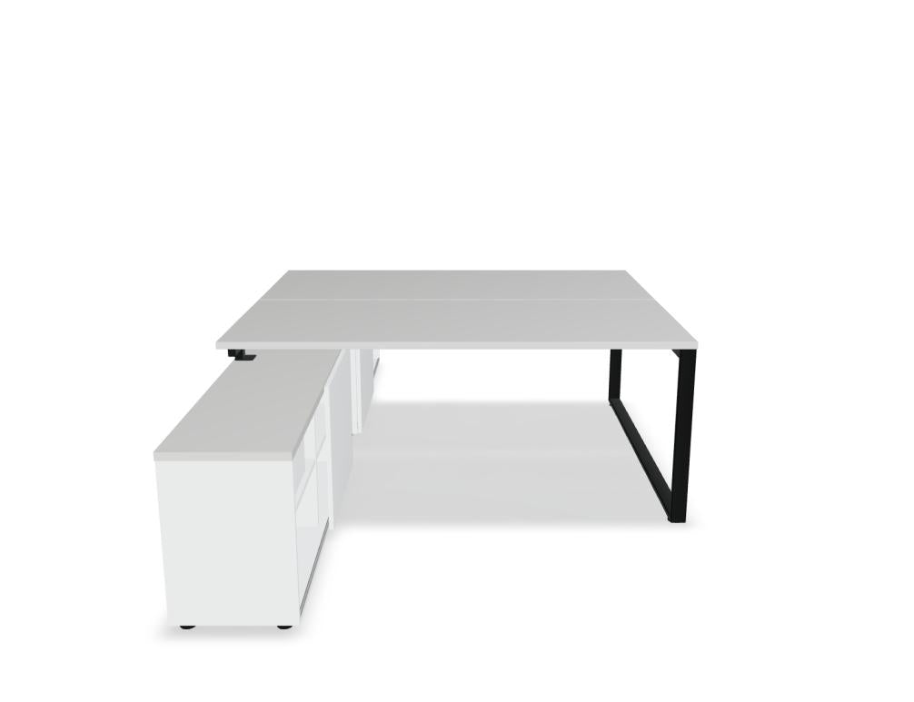 Ogi Q Bench BOQL41 Doppelschreibtisch von Mdd mit zwei Arbeitsplätzen, klarer Linienführung und modernem Bürodesign