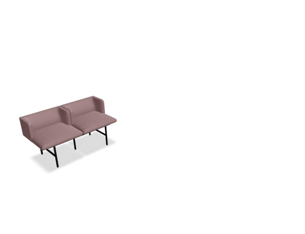 Modulares Sofa Agora von Mdd in Perlweiss mit gepolsterter Rückenlehne, Holzfurnierplatte und Metallgestell auf Füssen.