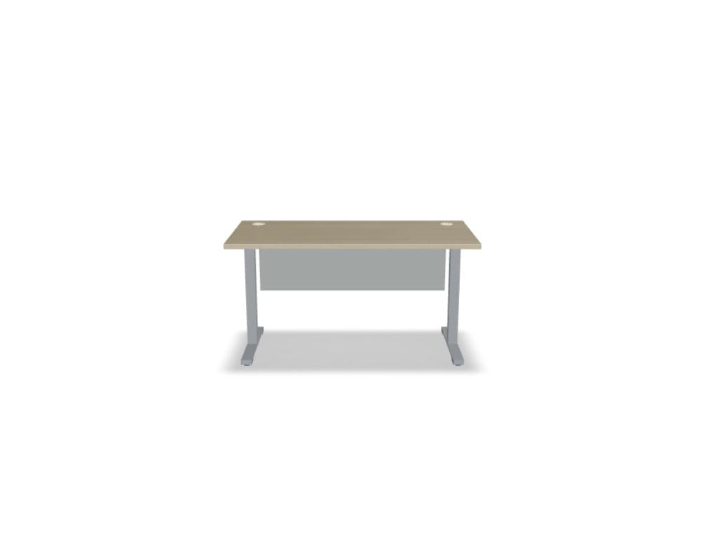 Ogi T BOT547 Schreibtisch aus Holz mit klaren Linien, kompakte Arbeitsfläche, silbernes Gestell und moderner Möbel-Look, ideal für Home-Office