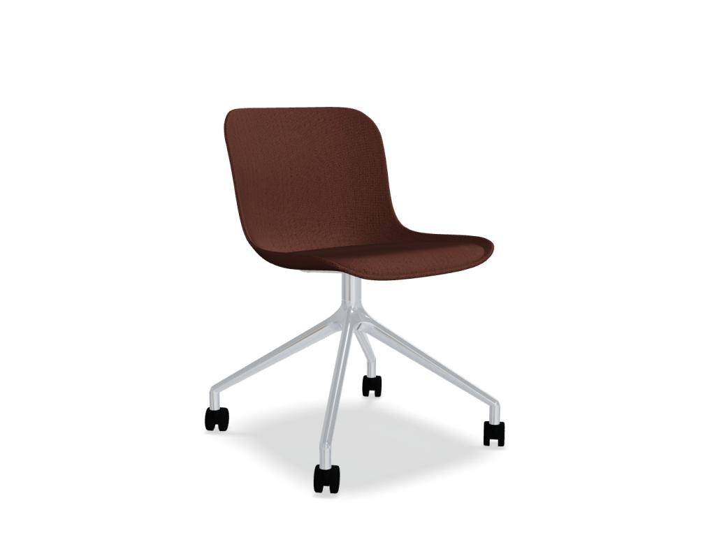 Drehstuhl Baltic 2 Classic von Mdd mit gepolsterter dunkelblauer Sitzfläche, Kissen und poliertem Aluminium-4-Sternfuss.