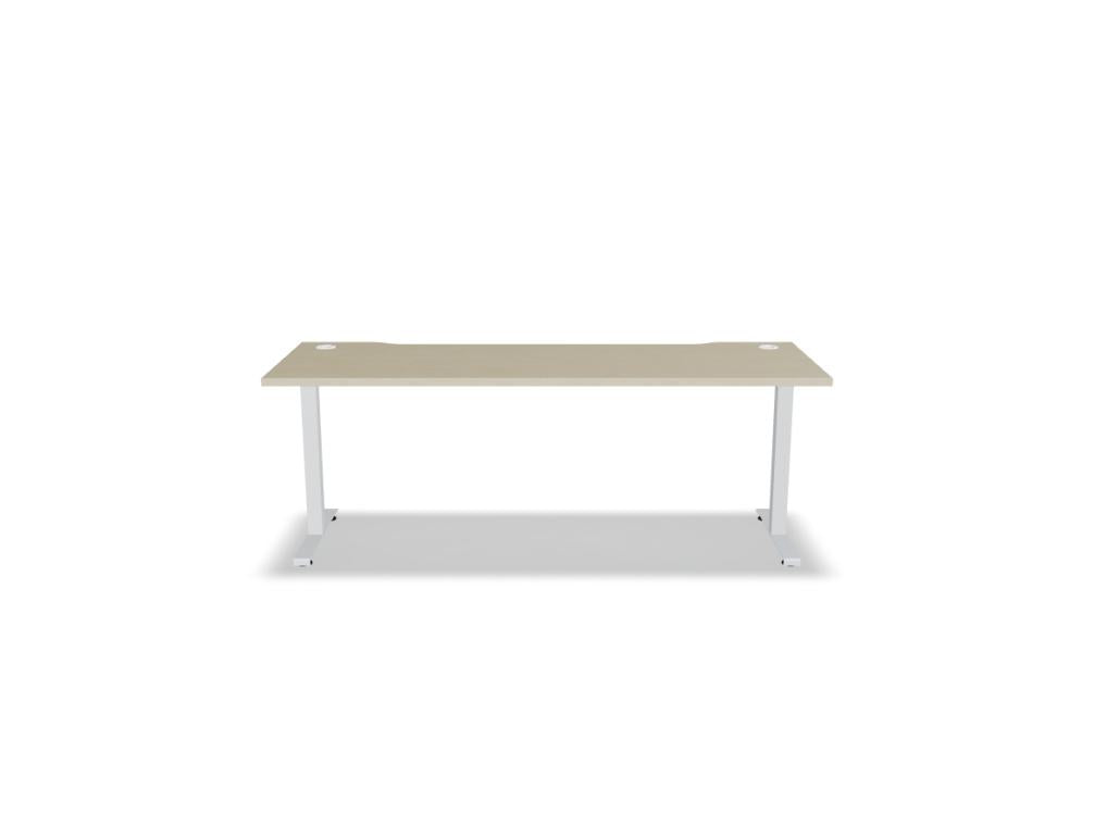 Bild eines stilvollen Schreibtischs Ogi T BOT607 von MDD, in hellem Holzton, klarer Arbeitsfläche, elegantes, modernes Design ideal fürs Home-Office.