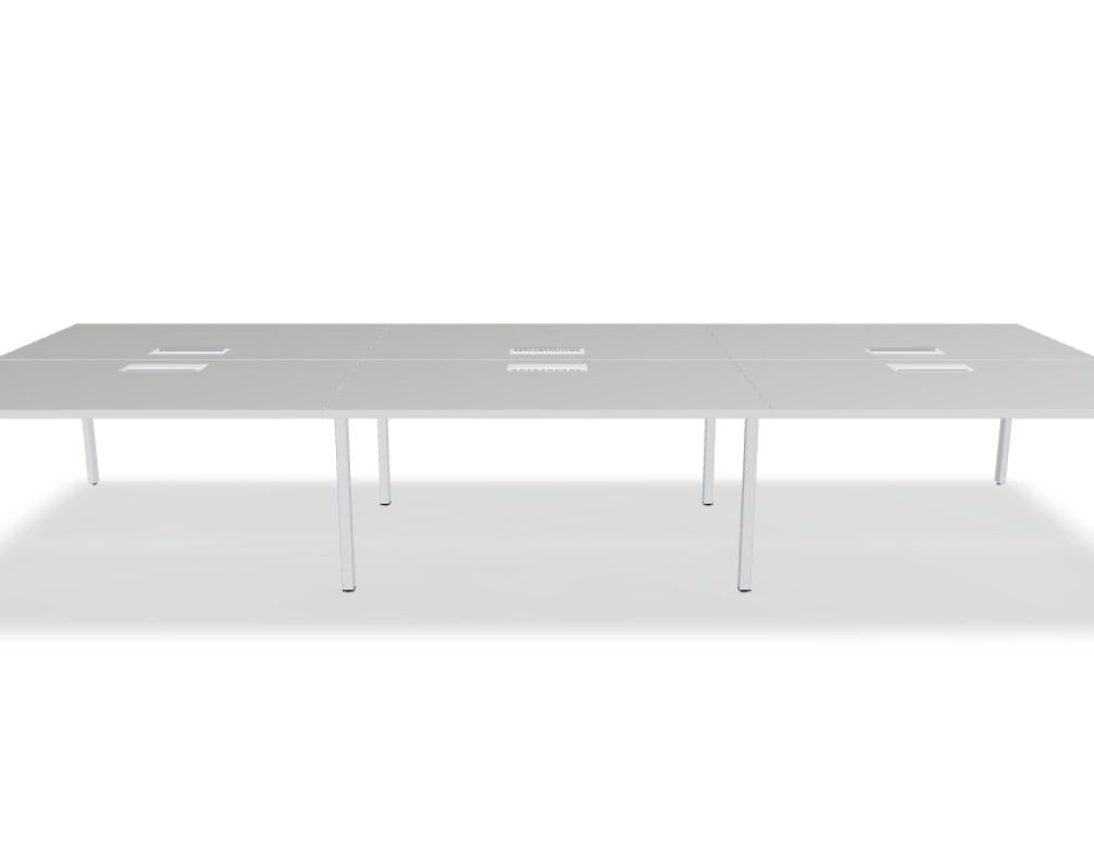 Doppel-Schreibtisch Ogi U Bench BOU33E3 aus Holz optisch warme Oberfläche, funktionaler L-förmiger Arbeitsplatz mit sauberer Linienführung