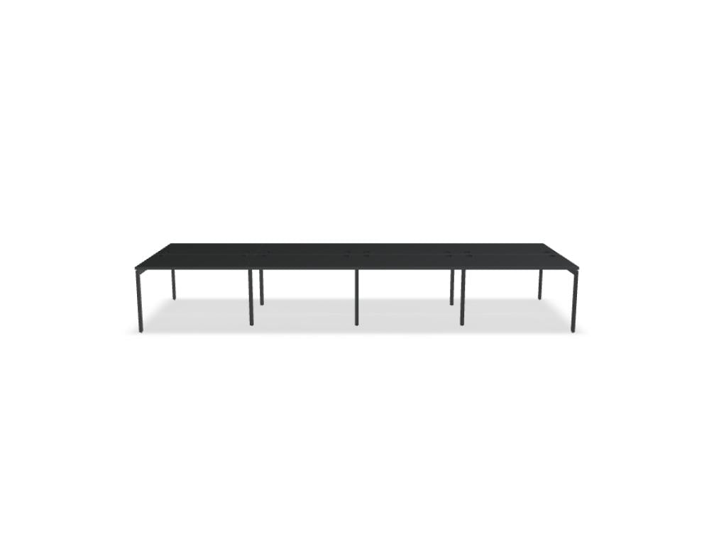 Bild des Ogi U Bench BOU32E4 Doppelschreibtisch von MDD: heller Holzton, moderne U-förmige Schreibfläche mit zwei Arbeitsbereichen, geräumige Ablageflächen, klare Linien, kompakte Profilfüße