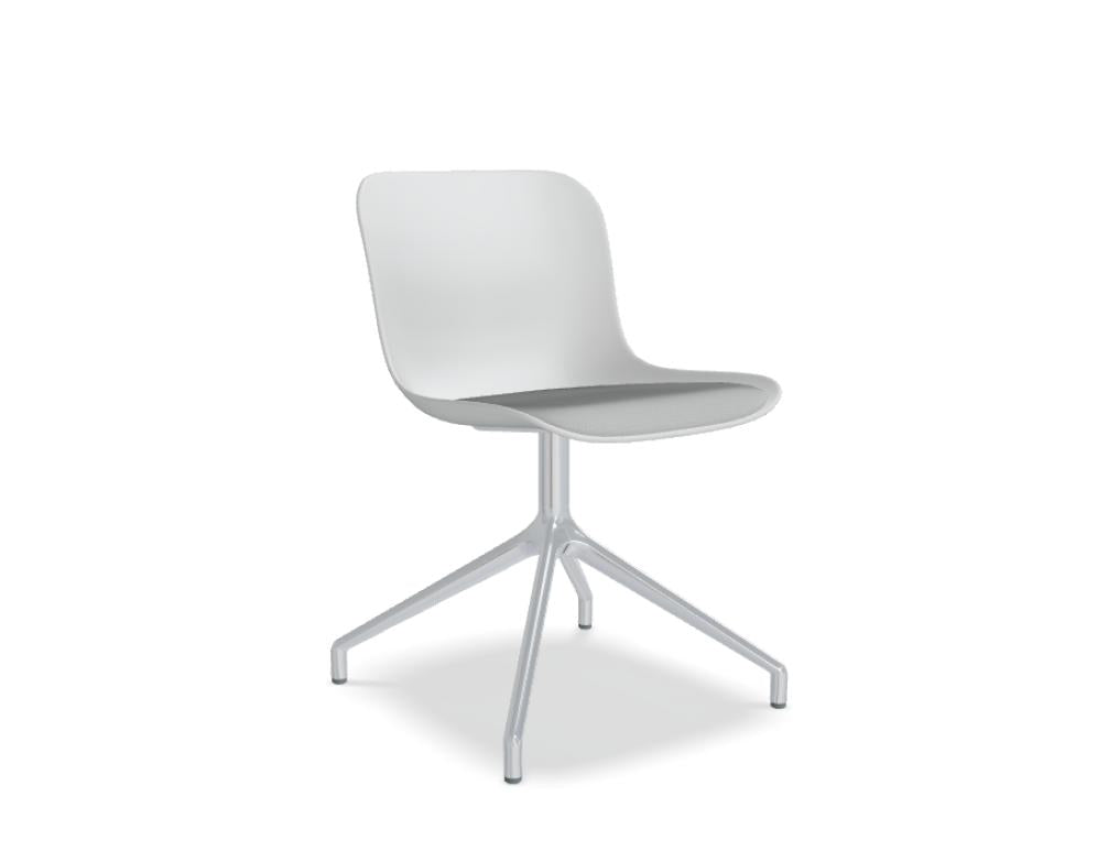 Stuhl Baltic 2 Remix BLK3PP19 mit poliertem Aluminiumgestell, schwarzer Sitzschale, modernem Drehstuhl-Design, leichter, eleganter Kontrast