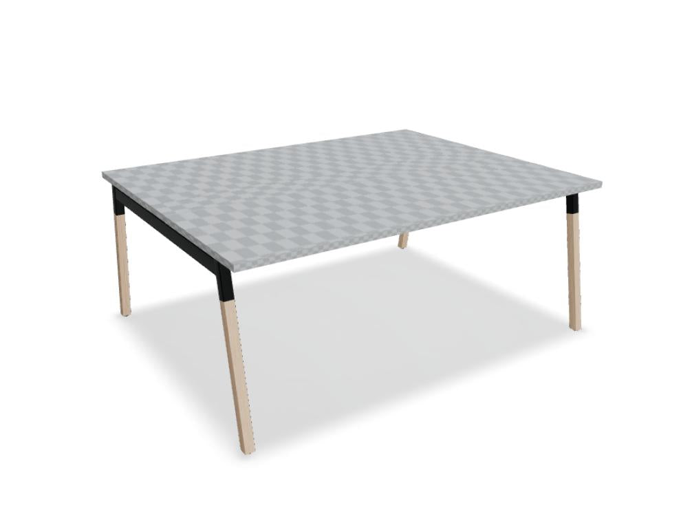 Ogi W SW48: Moderner Konferenztisch mit eleganten Holzbeinen, Tischplatte in heller Holzoptik, ideal für Büroumgebungen und Konferenzen