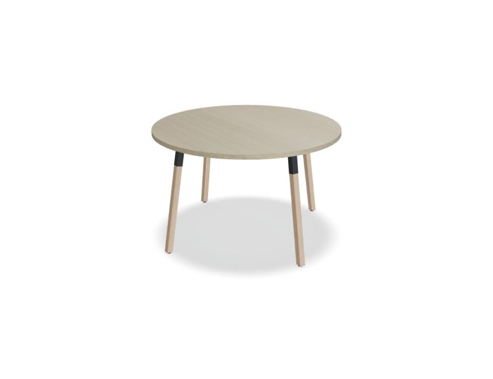 Kaffeetisch Ogi W von Mdd mit quadratischer Melaminplatte in Weiss Pastell, Metallgestell in Weiss Halbmatt und Holzbeinen aus Naturesche.