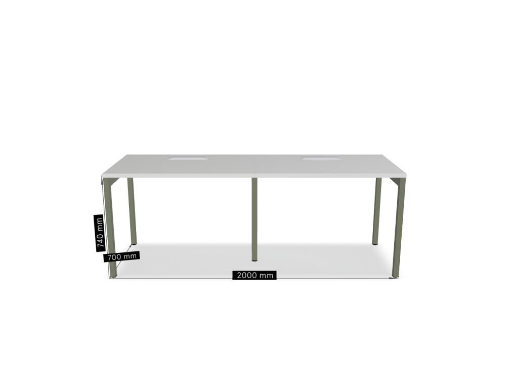 Schreibtisch Ogi Y von Mdd mit Tischplatte in Honigeiche und schwarzem Metallgestell, Profil 40x40 mm, für Büroarbeitsplätze.