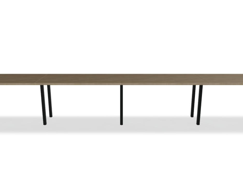 Schreibtisch Ogi Y von Mdd mit Tischplatte in Honigeiche und schwarzem Metallgestell, Profil 40x40 mm, für Büroarbeitsplätze.