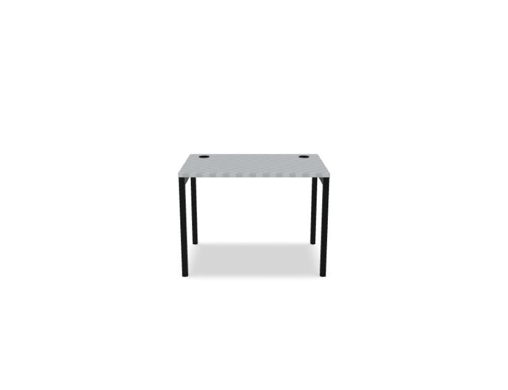 Schreibtisch Ogi Y von Mdd mit Tischplatte in Honigeiche und schwarzem Metallgestell, Profil 40x40 mm, für Büroarbeitsplätze.