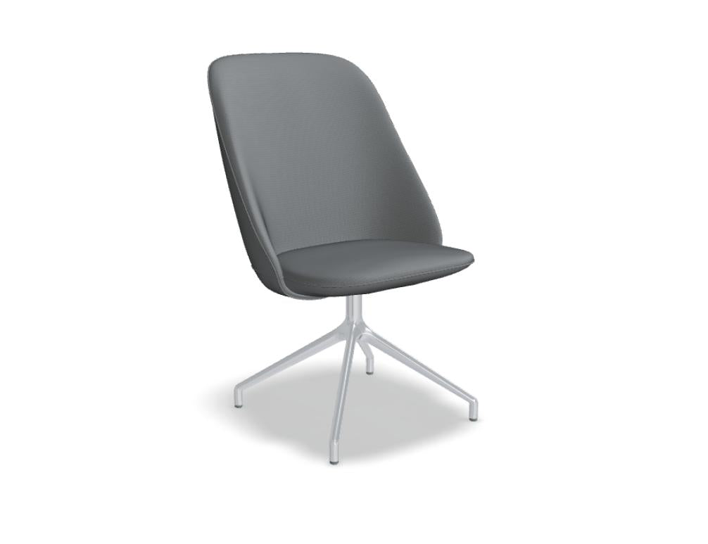 Sessel Paralel PR2PP19 mit poliertem Aluminiumgestell, zeitloses Design, gepolsterte Sitzfläche und Armlehnen, eleganter Drehsessel aus hochwertigem Material