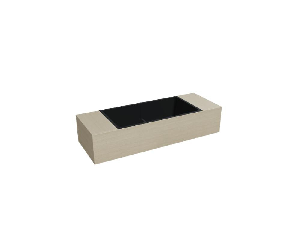 Standard DN12 Büroschrank mit Blumentopf auf der Schrankplatte, stimmiges Büro-Design, dezentes Holzdekor und aufgeräumte Arbeitsumgebung.