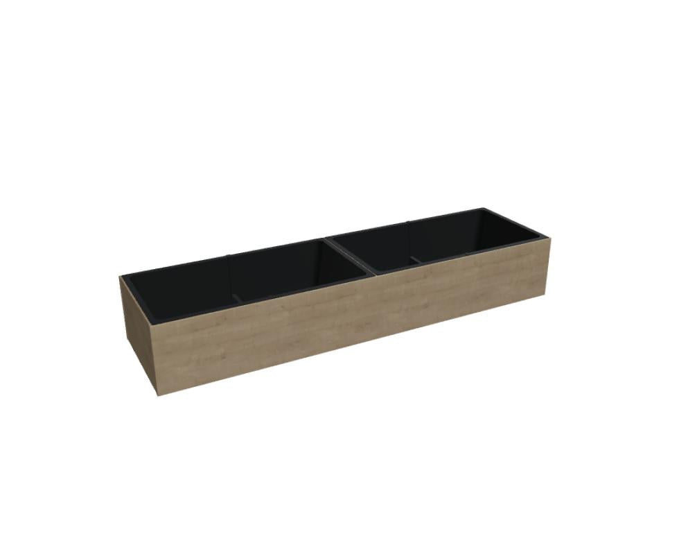 Blumentopf im DN16-Standardstil auf einem dekorativ eingerichteten Büroschrank, helle Holzoberfläche, minimalistisches Design, ordentlicher Arbeitsplatz, Büroorganisation