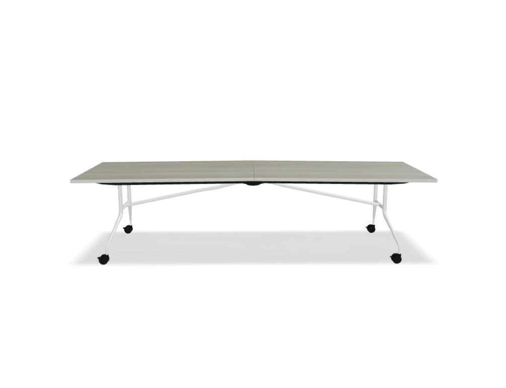 Klapptisch Plica PCP04 von Mdd aus der Konferenztisch-Serie, kompakt zusammenlegbar, helles Holzdesign mit weißem Gestell, ideal für Besprechungen und flexible Raumnutzung.