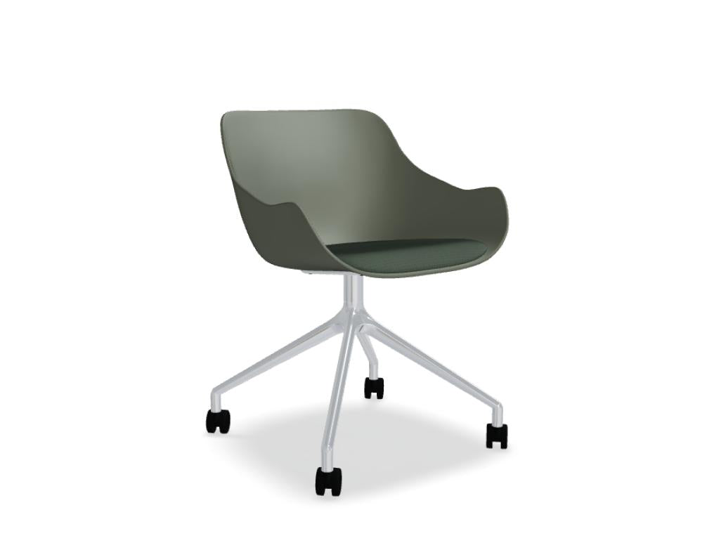 Baltic Remix BL3PP19K Drehstuhl von Mdd mit Sitzschale, Rollen und poliertem Aluminiumgestell