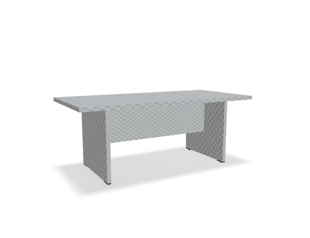 Konferenztisch Quando von Mdd mit rechteckiger Tischplatte in Kanadischer Eiche, Aluminium-Gestell und Nivellierfüssen, Grösse 190x90x74 cm.
