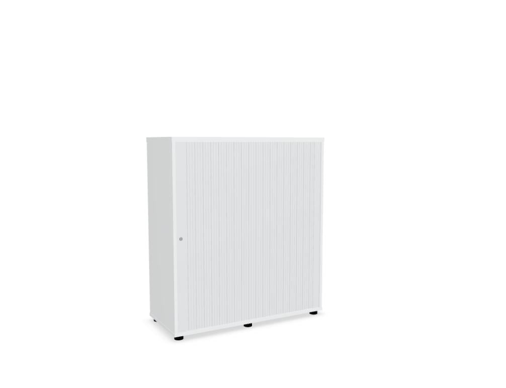Standard-A3L05 Jalousieschrank im Büro-Design, eleganter Büroschrank mit glatter Front, heller Holzoptik, robuste Griffe und dezentes Metall-Finish, ideal für Aktenablage
