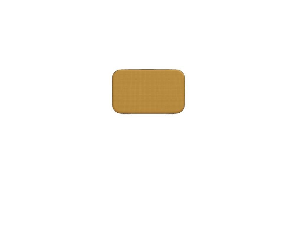 Gelbes Akustik-Seitenpaneel Sonic von Mdd mit Stoffbezug, Reissverschluss-Dekor und pulverbeschichteter Metallhalterung.