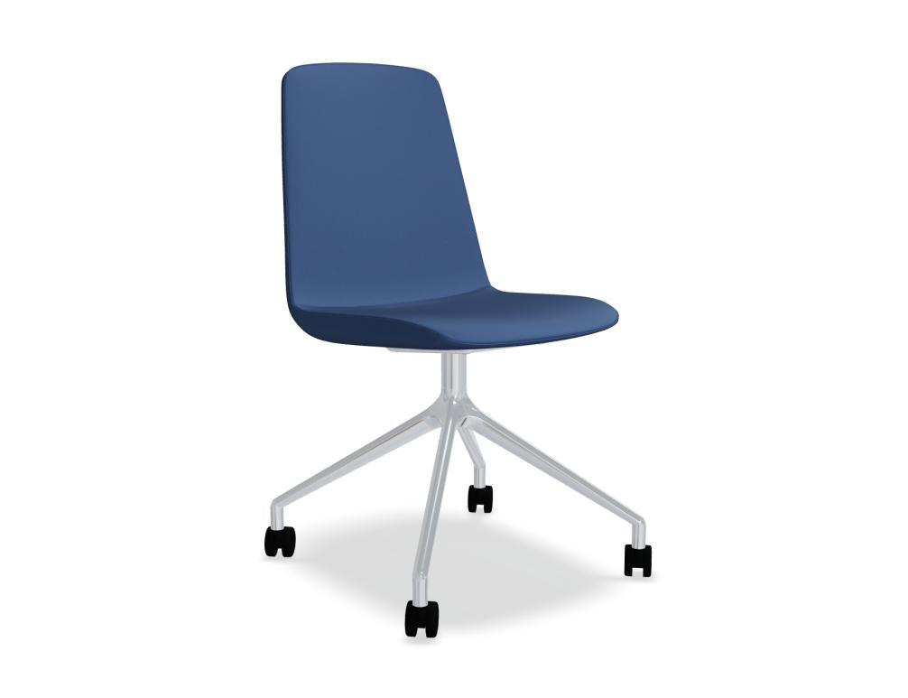 Stuhl Ulti UKPP19K mit poliertem Aluminiumgestell und gepolstertem Sitz, Drehstuhl mit Rollen, modernes Design für Büro und Home-Office