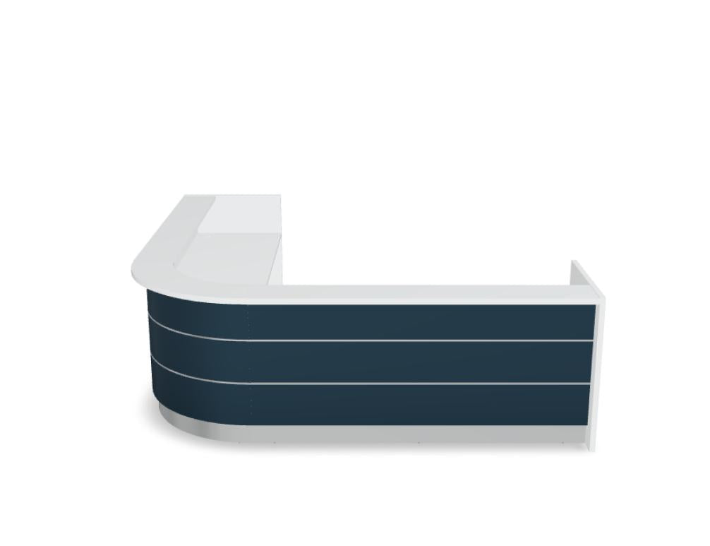Valde LAV139L Empfangsdesk von Mdd in Lavendel mit modularem Design, abgerundeter Front und modernem Look fürs Büro