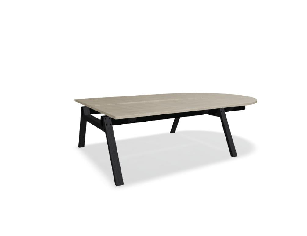 Mdd Viga V218M Doppelschreibtisch mit zwei Arbeitsplätzen, Holzbeinen und heller Tischplatte für moderne Büros