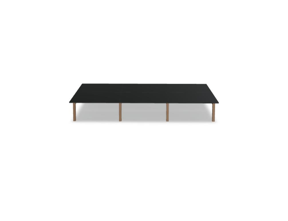 Mdd Viga V216E3 Doppelschreibtisch mit weißer Platte und Holzgestell, moderne Workstation für zwei Personen im Büro