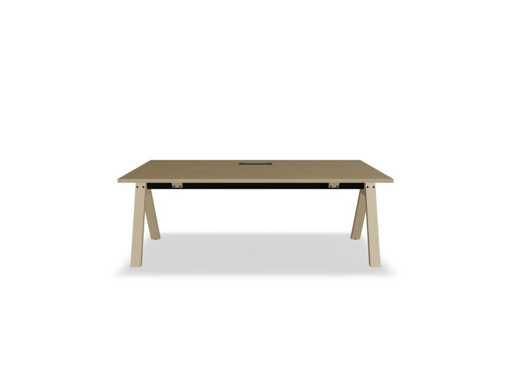 Viga V02 Schreibtisch von Mdd mit schlanker Platte, Holzbeinen und modernem Design für stilvolle Arbeitsbereiche.