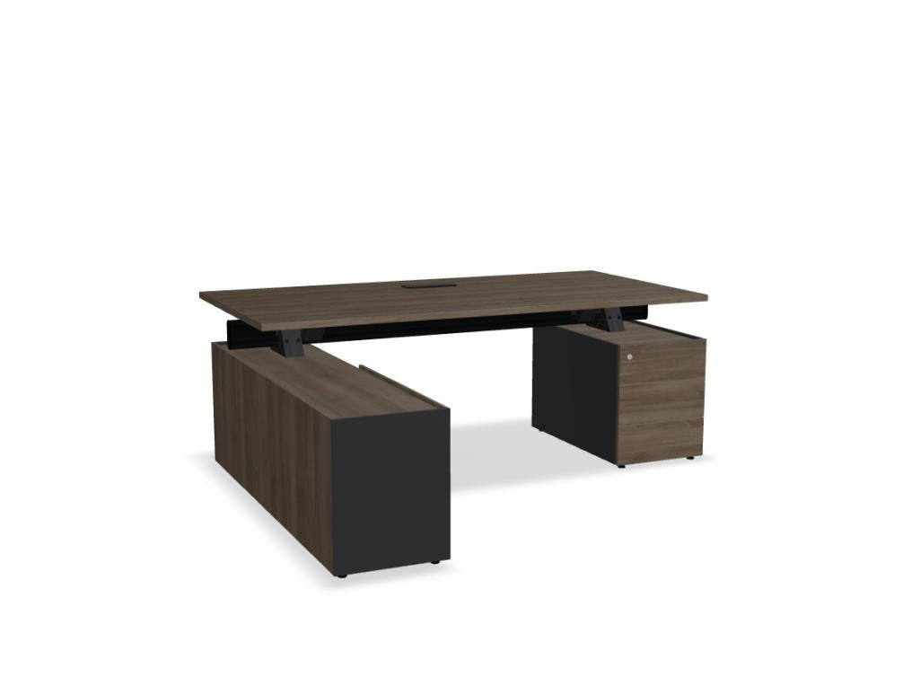 Viga V10LM Chefschreibtisch mit Managerschrank und Container, moderne Arbeitsstation aus stabiler Holzoptik, geräumige Ablagen, schlankes Design, ideale Büro- oder Home-Office-Lösung