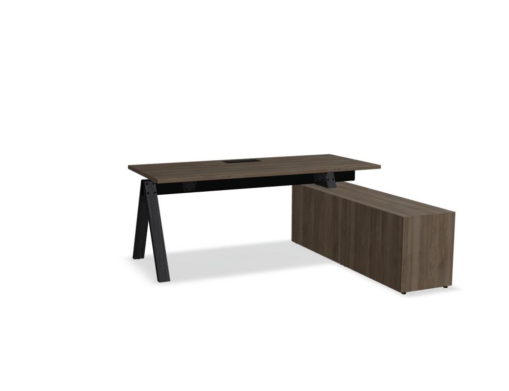 Viga V184PM - Schreibtisch mit Managerschrank in Dunkle Walnuss präsentiert im Onlineshop von KAQTU Design AG. Schreibtisch ist von Mdd